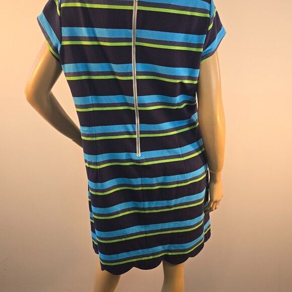 Sara Campbell Striped Shift Dress Women Sz XL Scalloped Hemline - Picture 5 of 7
